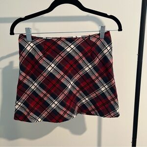 Altar'd State Red and Black Plaid Mini Skirt